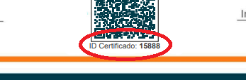 Ejemplo: el ID del certificado figura debajo del código QR