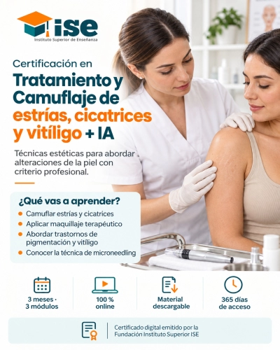 Certificación en Tratamiento y Camuflaje de estrías, cicatrices y vitíligo + IA